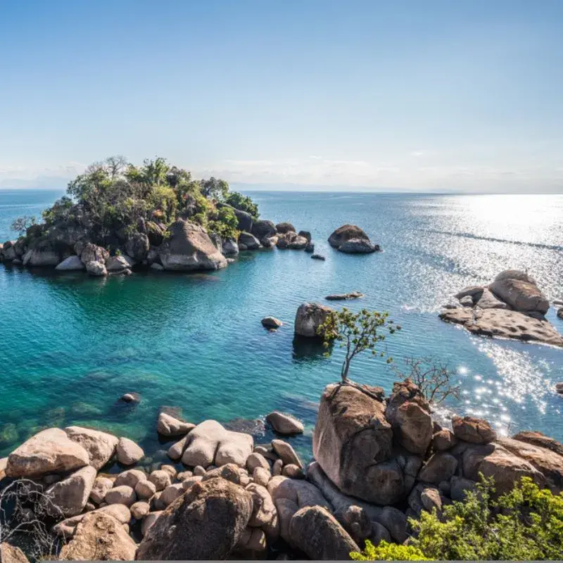 Lake Malawi shoreline with a boat